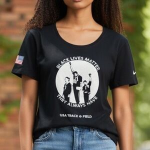 Nike OLYMPIC Track & Field BLM T Shirt‎ BLACK TRACK-TOWN